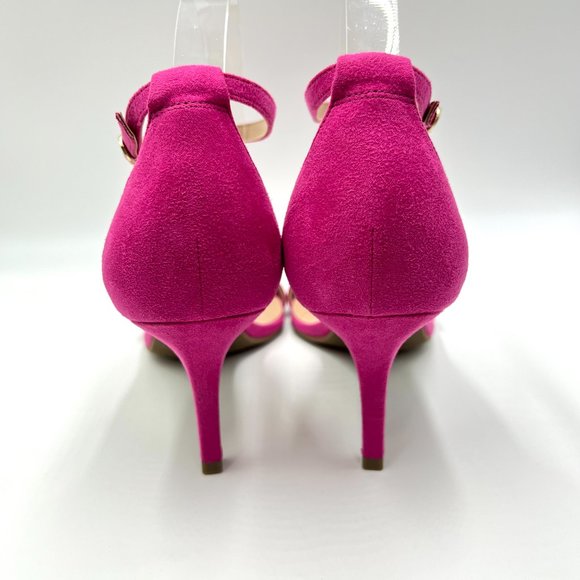 Bandolino Womens Size 10 Fuchsia Pink Faux Suede Microsuede Sandals Heels Shoes - Picture 7 of 13